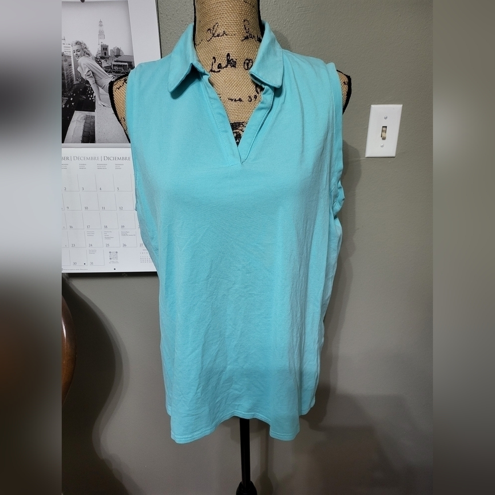 Aryeh collared Tank Aqua